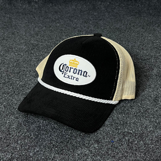 Corona Extra Black & Beige Rope Trucker Cap