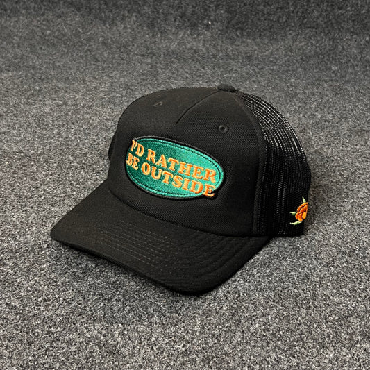 "I'd Rather Be Outside" trucker hat.