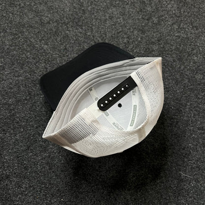 Black & White Classic Trucker Hat – Mesh Snapback Cap