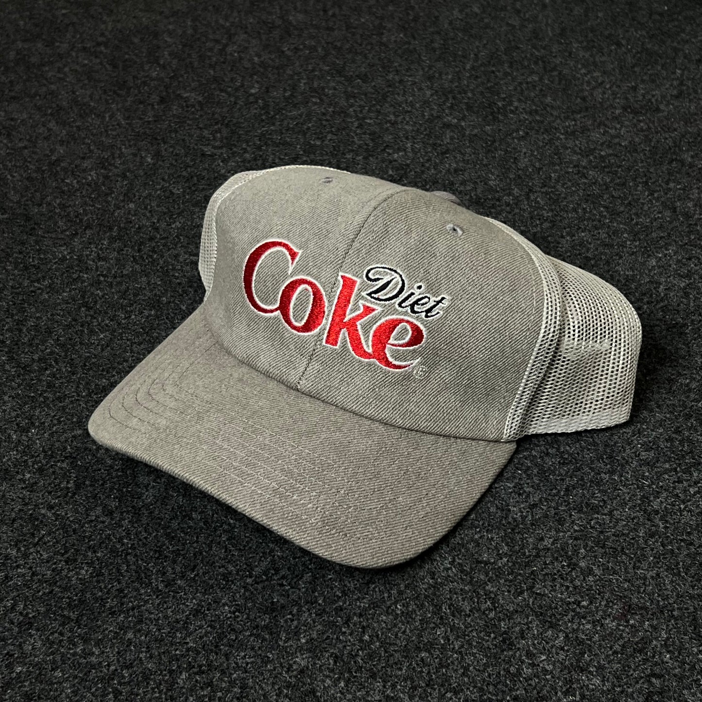 Diet Coke Vintage Trucker Hat – Gray & White Mesh