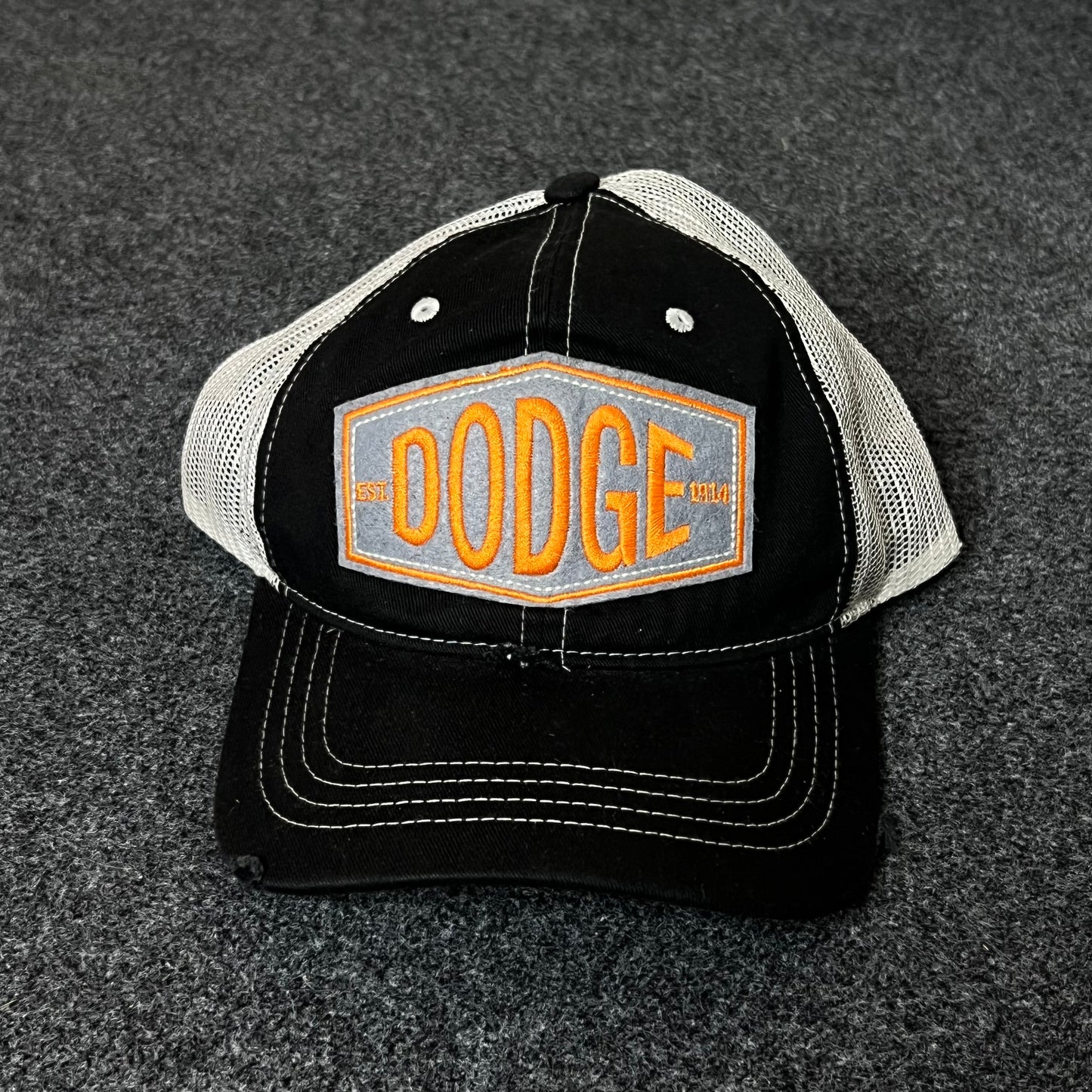 Dodge Trucker Hat – Black & White Mesh Cap