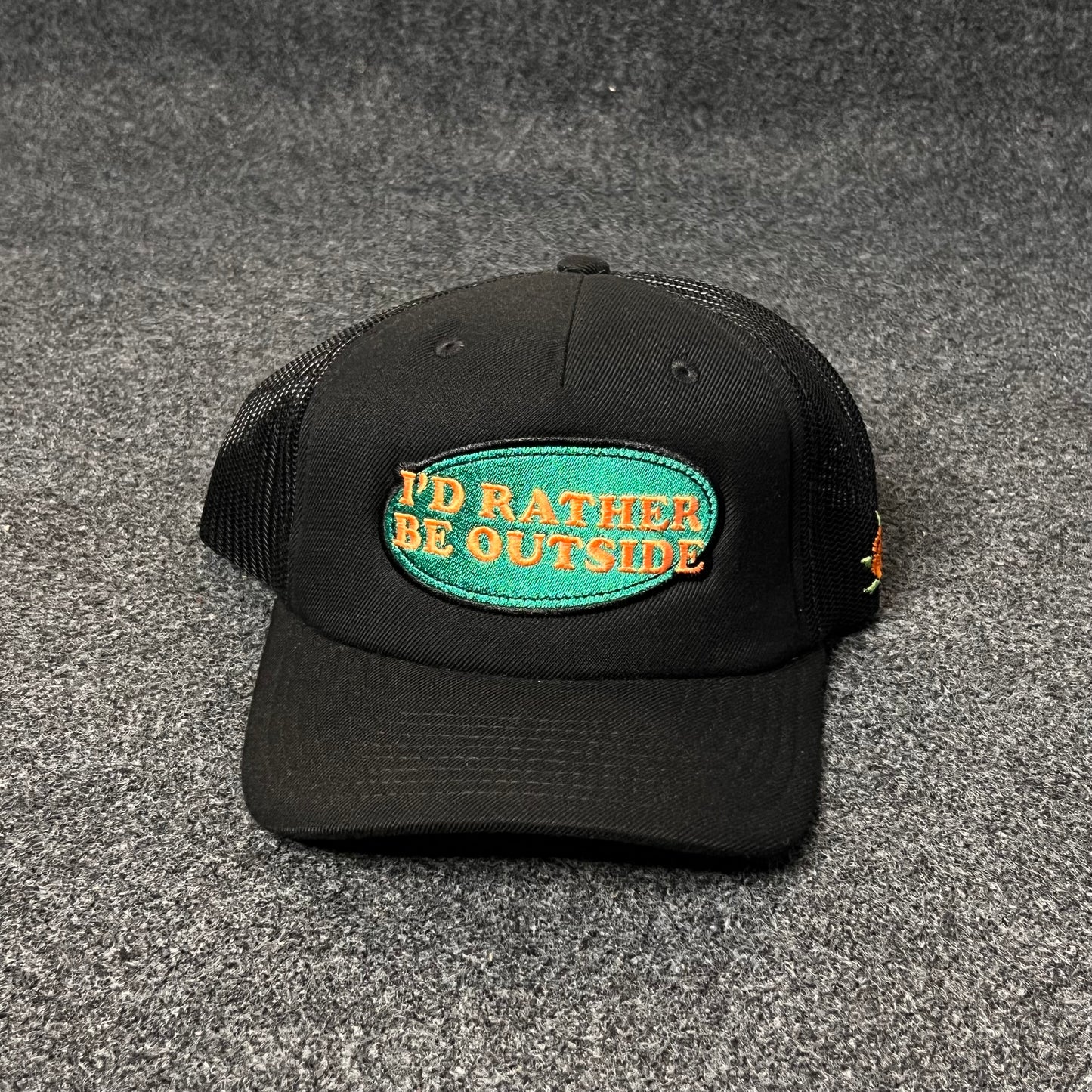 "I'd Rather Be Outside" trucker hat.