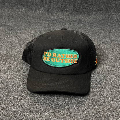 "I'd Rather Be Outside" trucker hat.