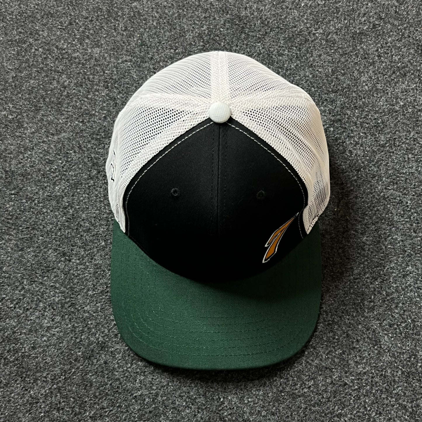Number 7 Trucker Hat – Black, White & Green Mesh Snapback