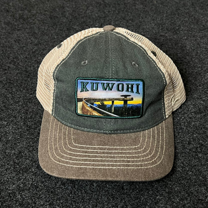 Kuwahi Scenic Trucker Hat – Vintage Washed Green & Brown Mesh Cap