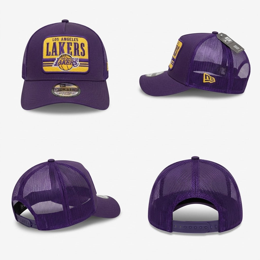 Purple & Gold Los Angeles Lakers Patch Trucker Snapback Cap