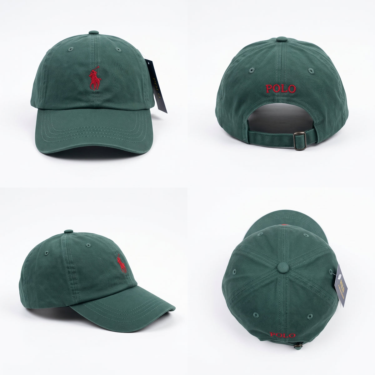 Forest Green/Red Pony Embroidered Adjustable Baseball Cap