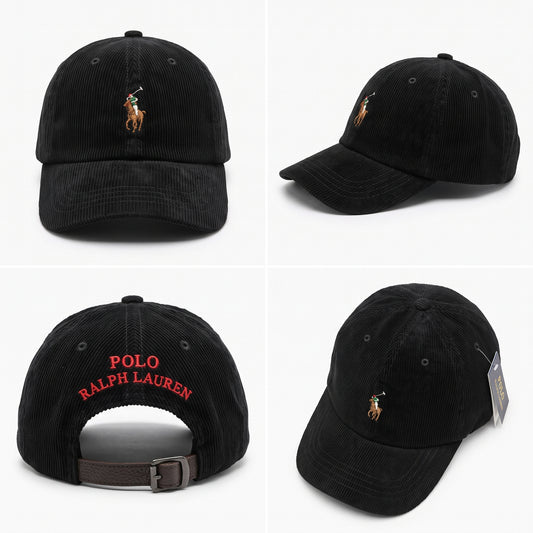 Dad Cap Unstructured in BLACK with Leather Strap