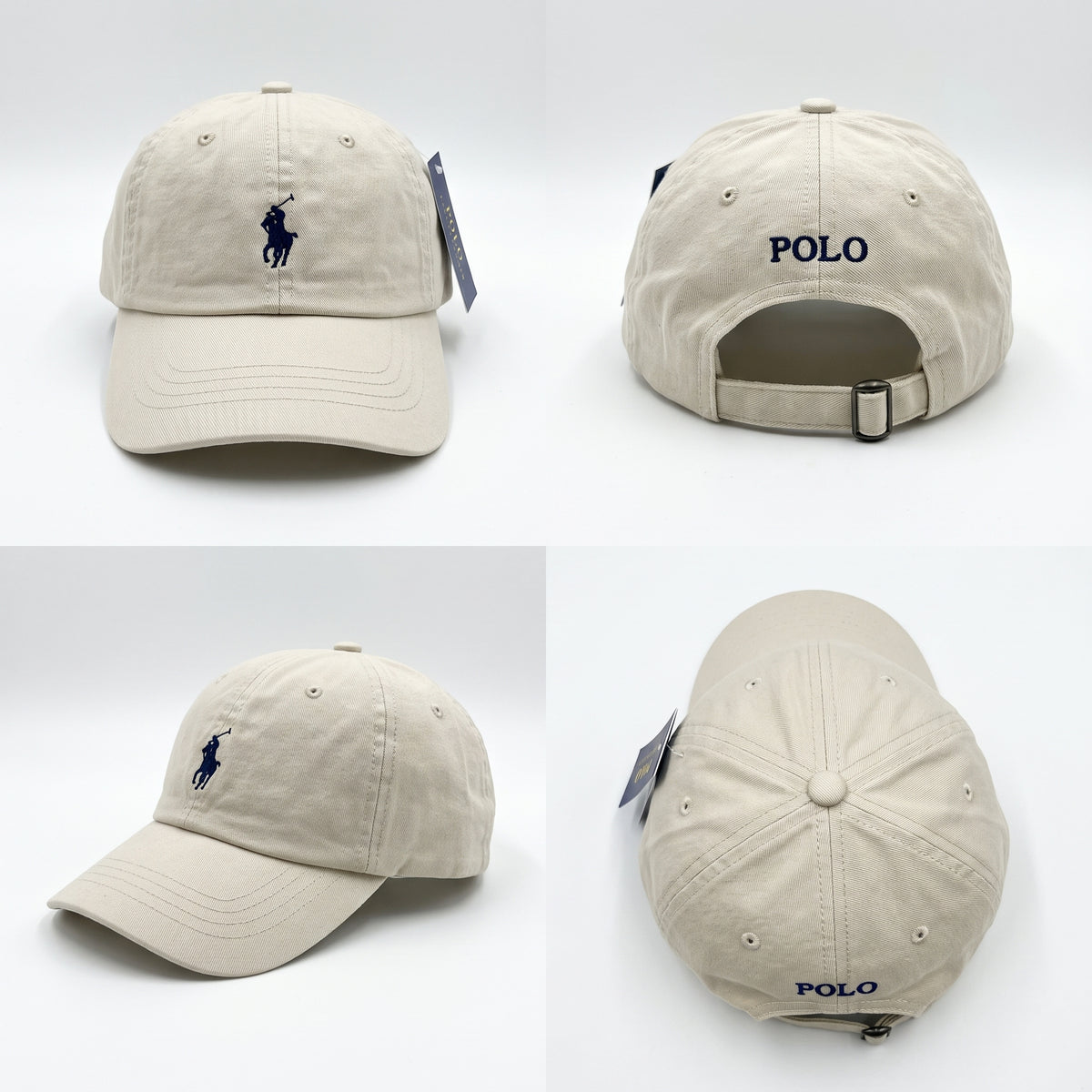 Cream/Navy Pony Embroidered Adjustable Baseball Cap