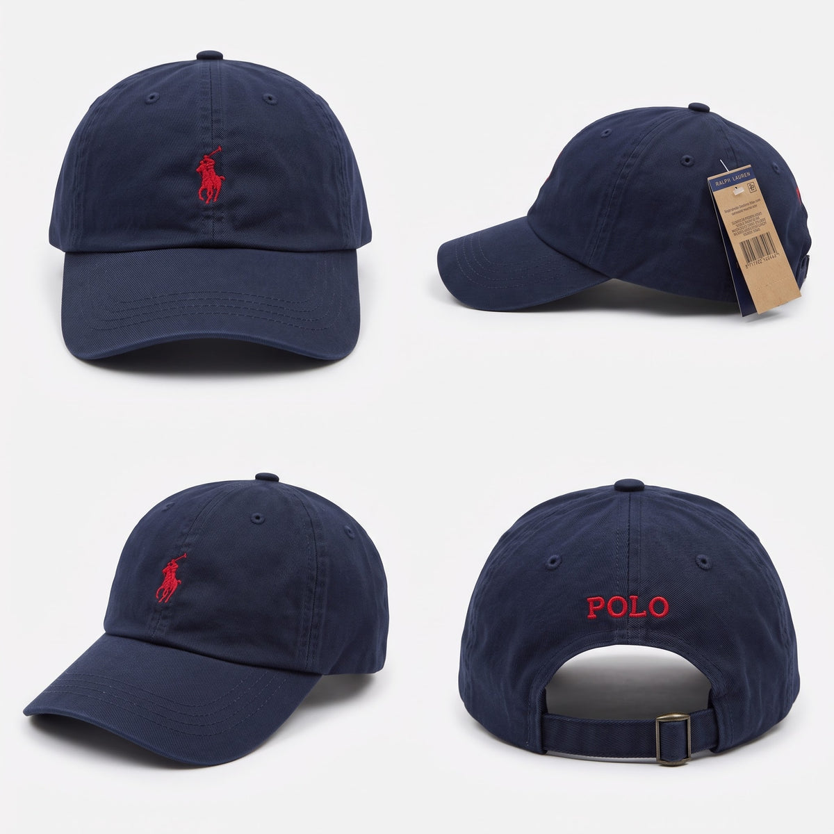Dad unstructured Lauren Cap in  Navy Blue/Red