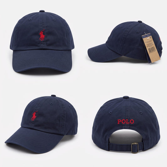 Dad unstructured Lauren Cap in  Navy Blue/Red