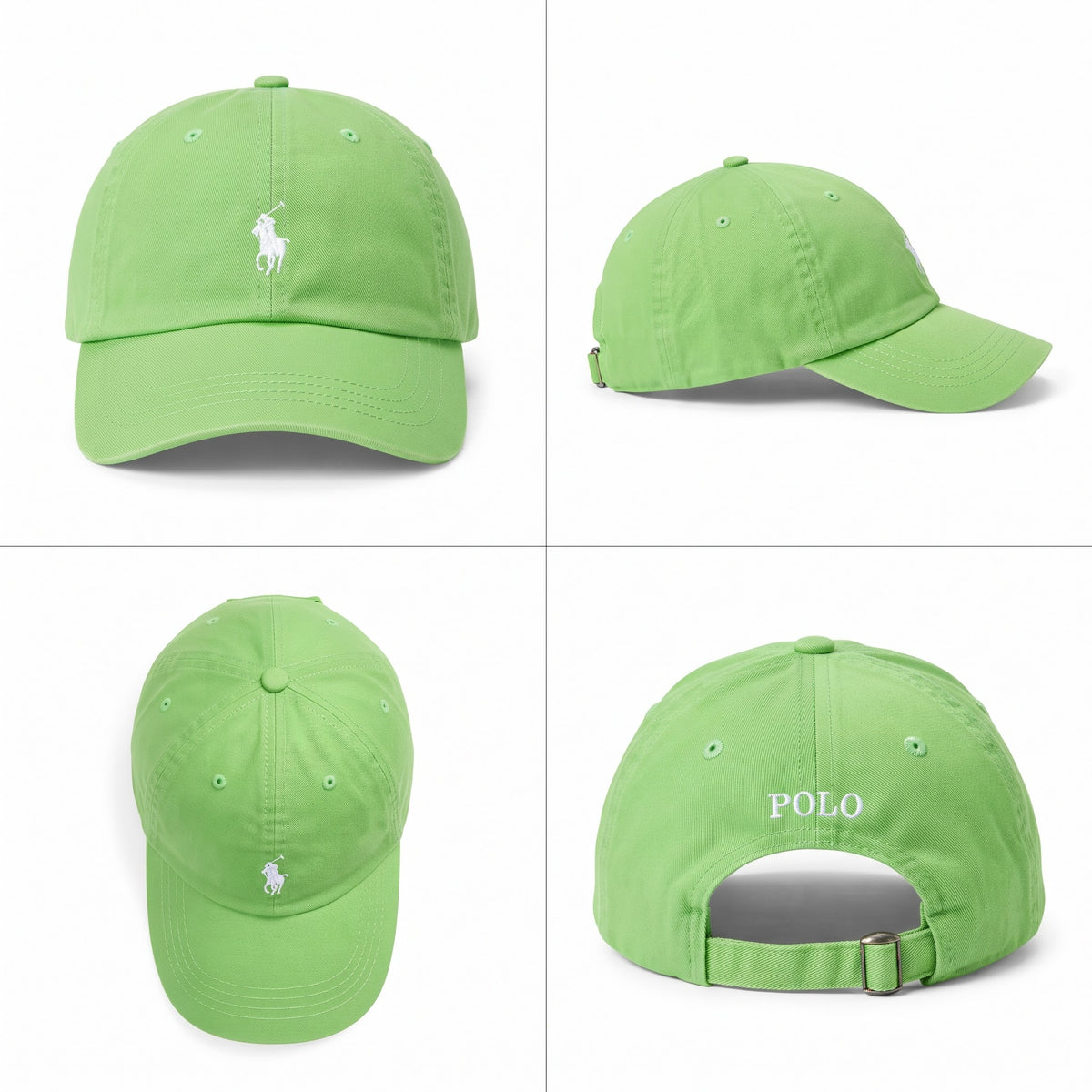 Dad Cap Unstructured  in  Lime Green/White