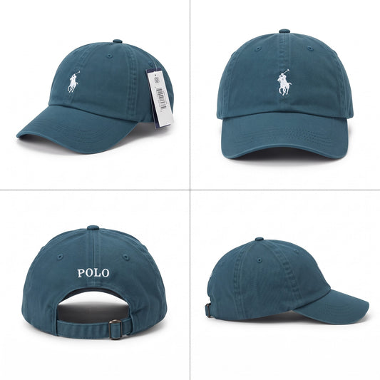 Dad Cap Unstructured in Dusty Teal/White