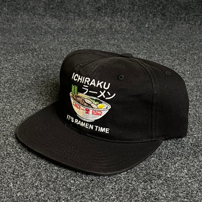 ICHIRAKU ラーメン IT'S RAMEN TIME  Black Snapback Flat Cap