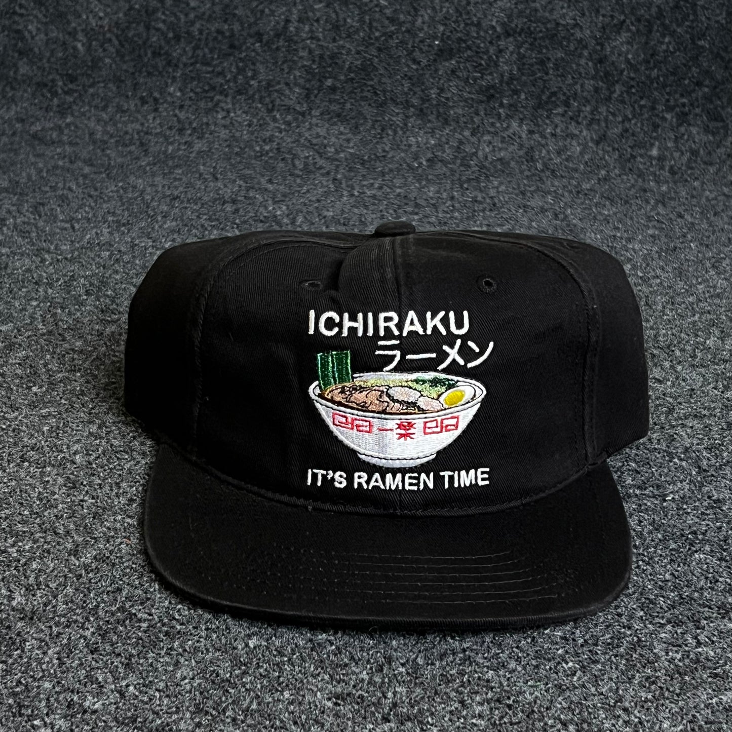 ICHIRAKU ラーメン IT'S RAMEN TIME  Black Snapback Flat Cap