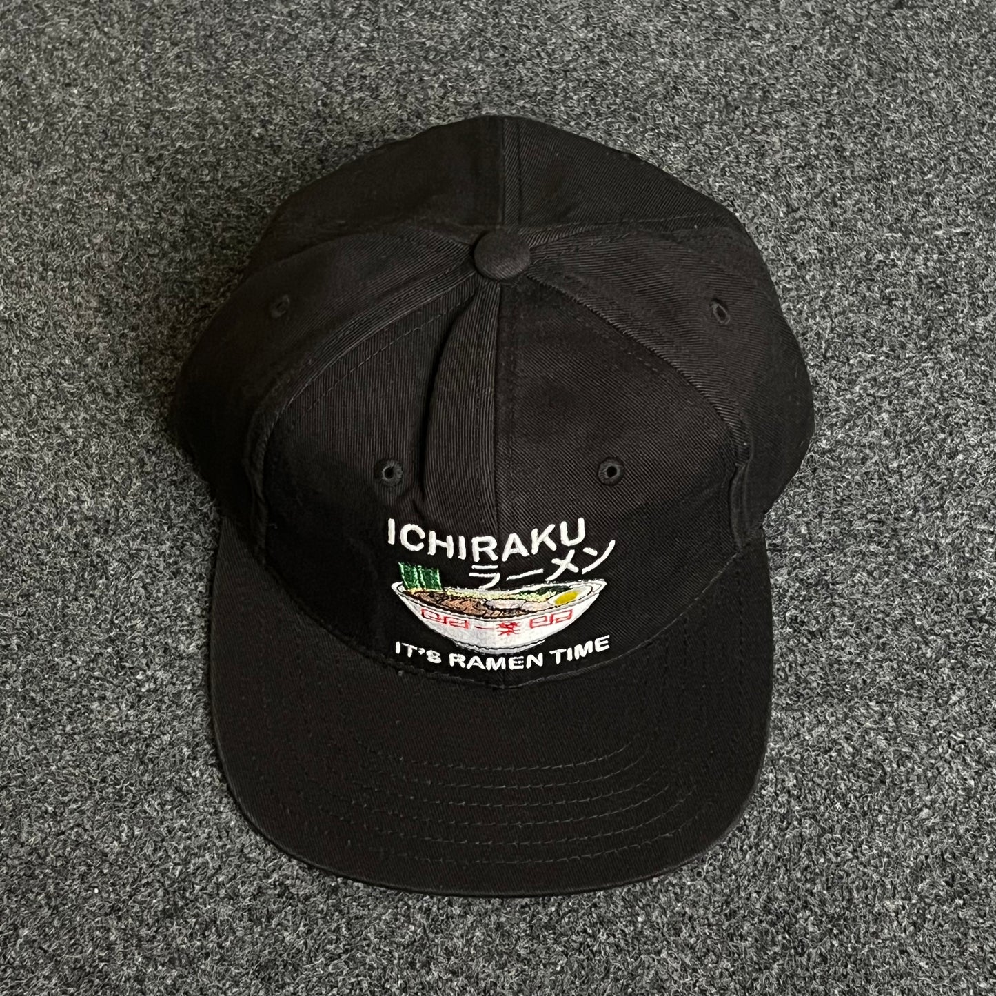 ICHIRAKU ラーメン IT'S RAMEN TIME  Black Snapback Flat Cap