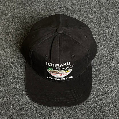 ICHIRAKU ラーメン IT'S RAMEN TIME  Black Snapback Flat Cap