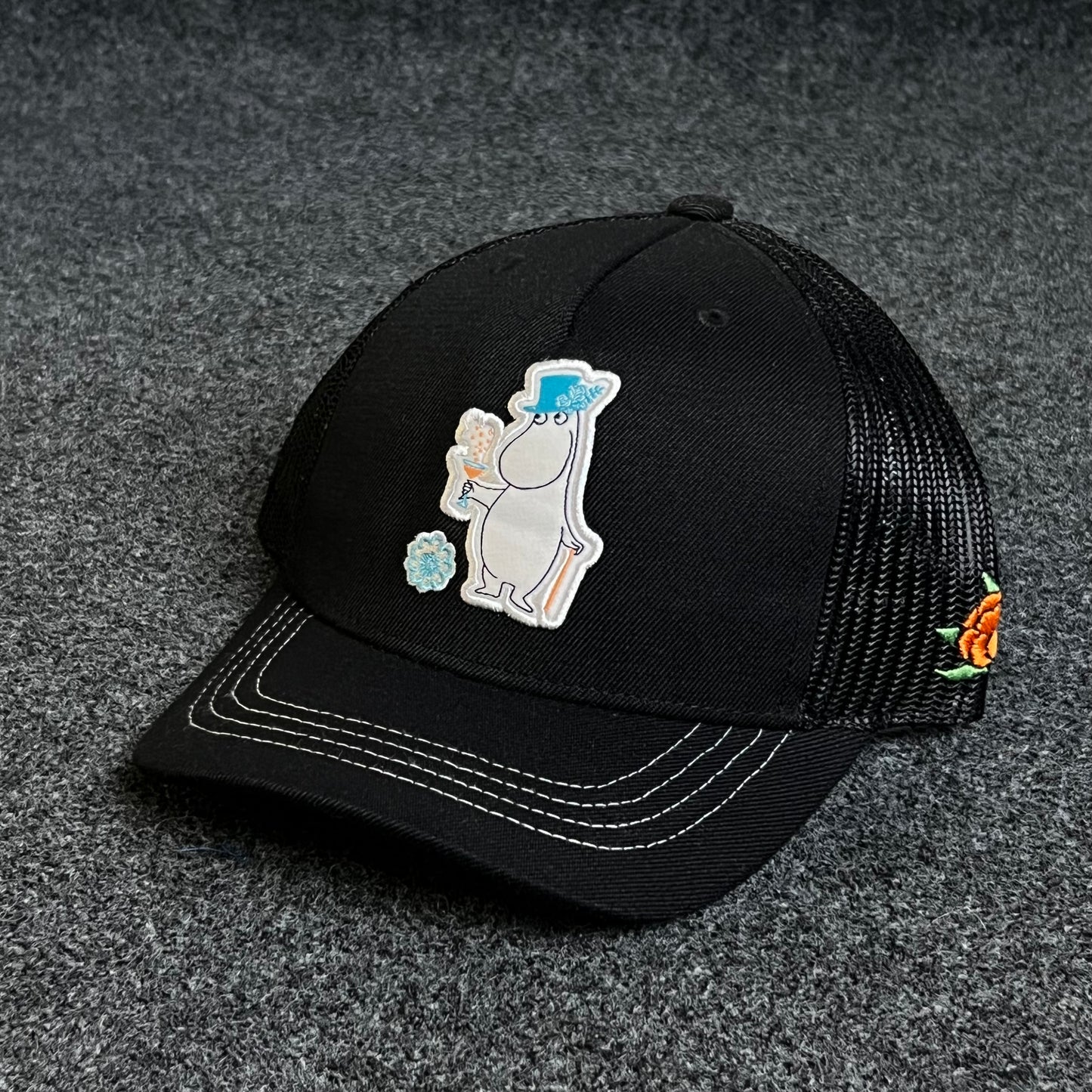 Teenage  "My Neighbor Totoro,"  Black Mesh-Back Trucker Cap  ( KIDS CAP AGE 6-18 )