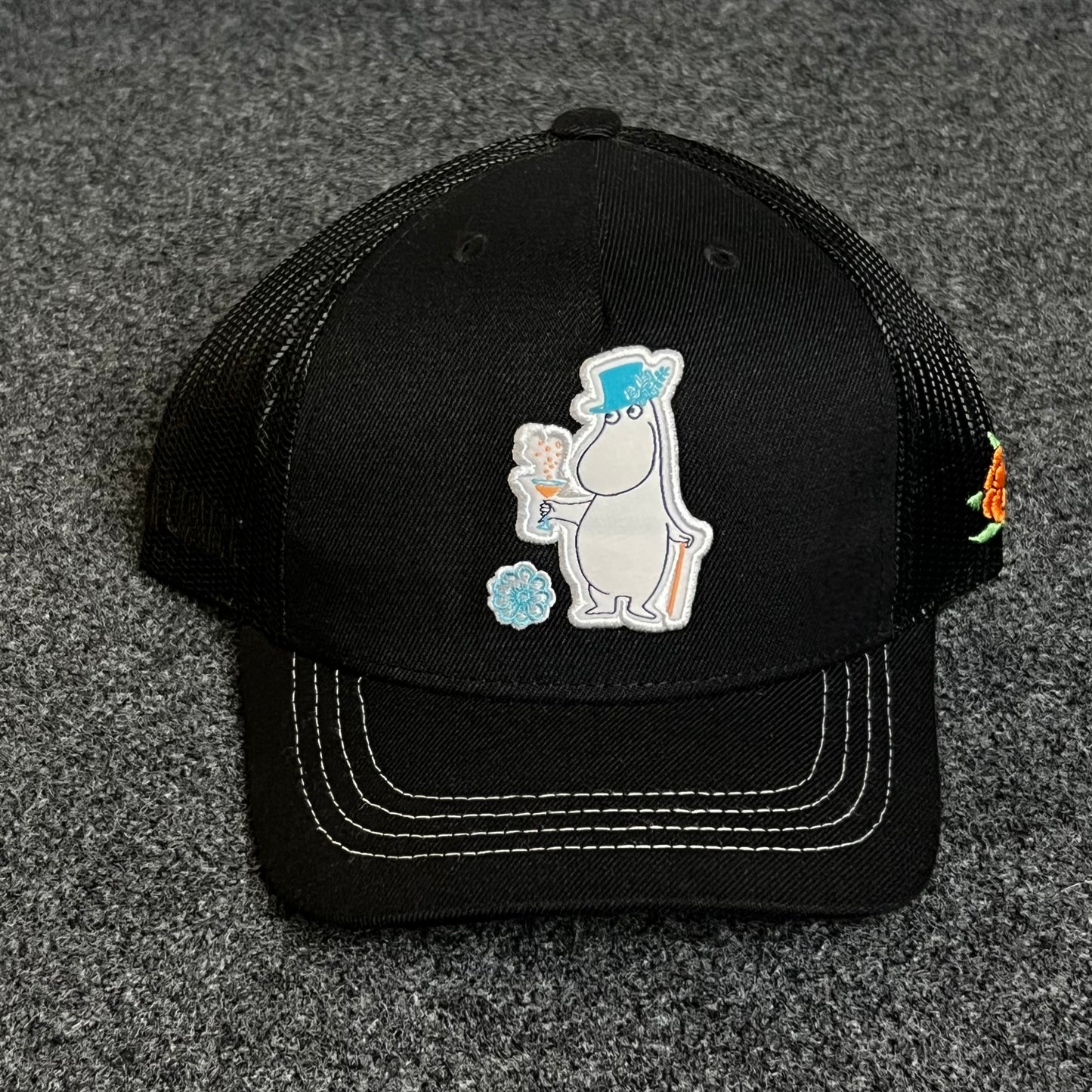 Teenage  "My Neighbor Totoro,"  Black Mesh-Back Trucker Cap  ( KIDS CAP AGE 6-18 )