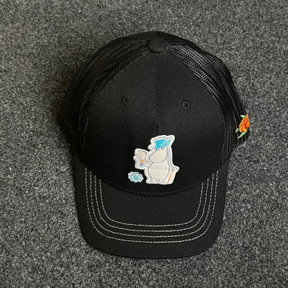 Teenage  "My Neighbor Totoro,"  Black Mesh-Back Trucker Cap  ( KIDS CAP AGE 6-18 )