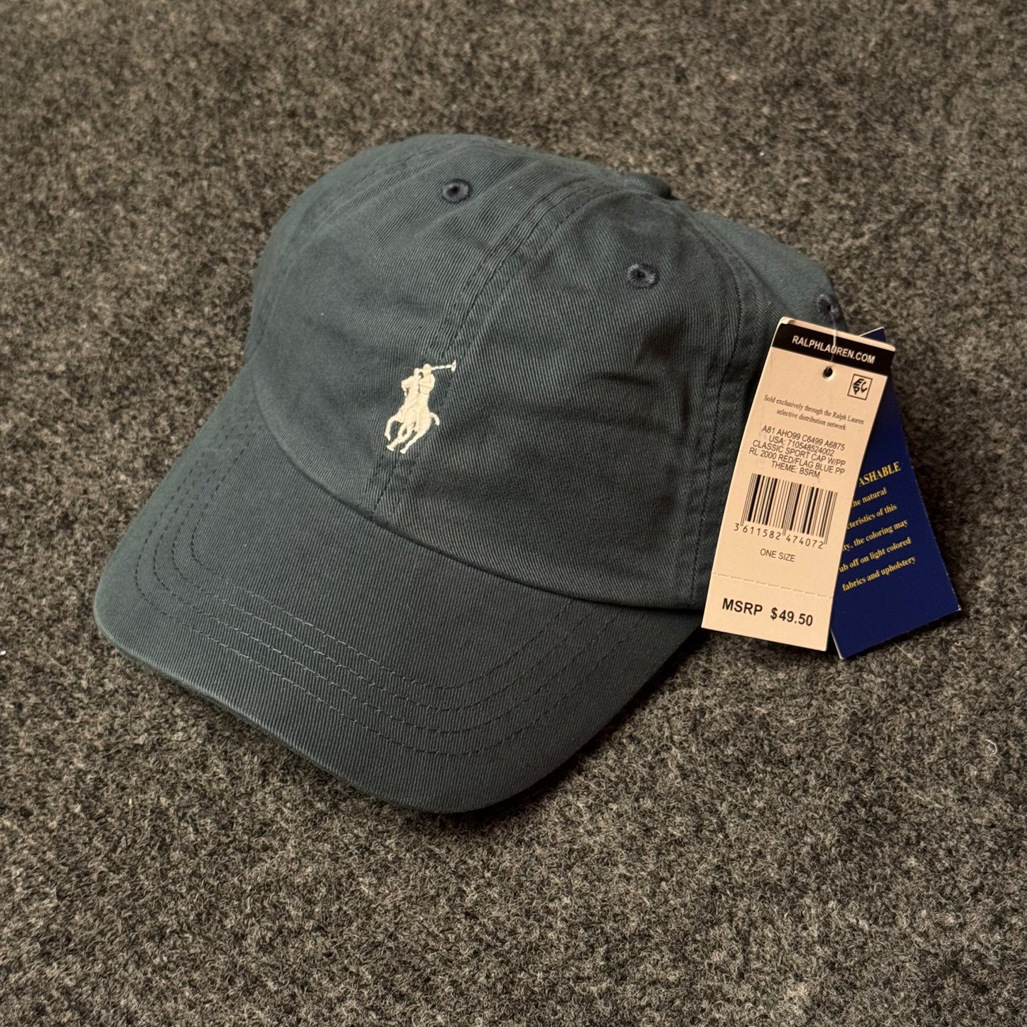 Polo Ralph Lauren Cap in Charcoal Grey/White