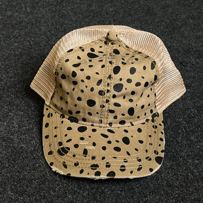 Distressed Trucker Hat With A Cheetah Print Design