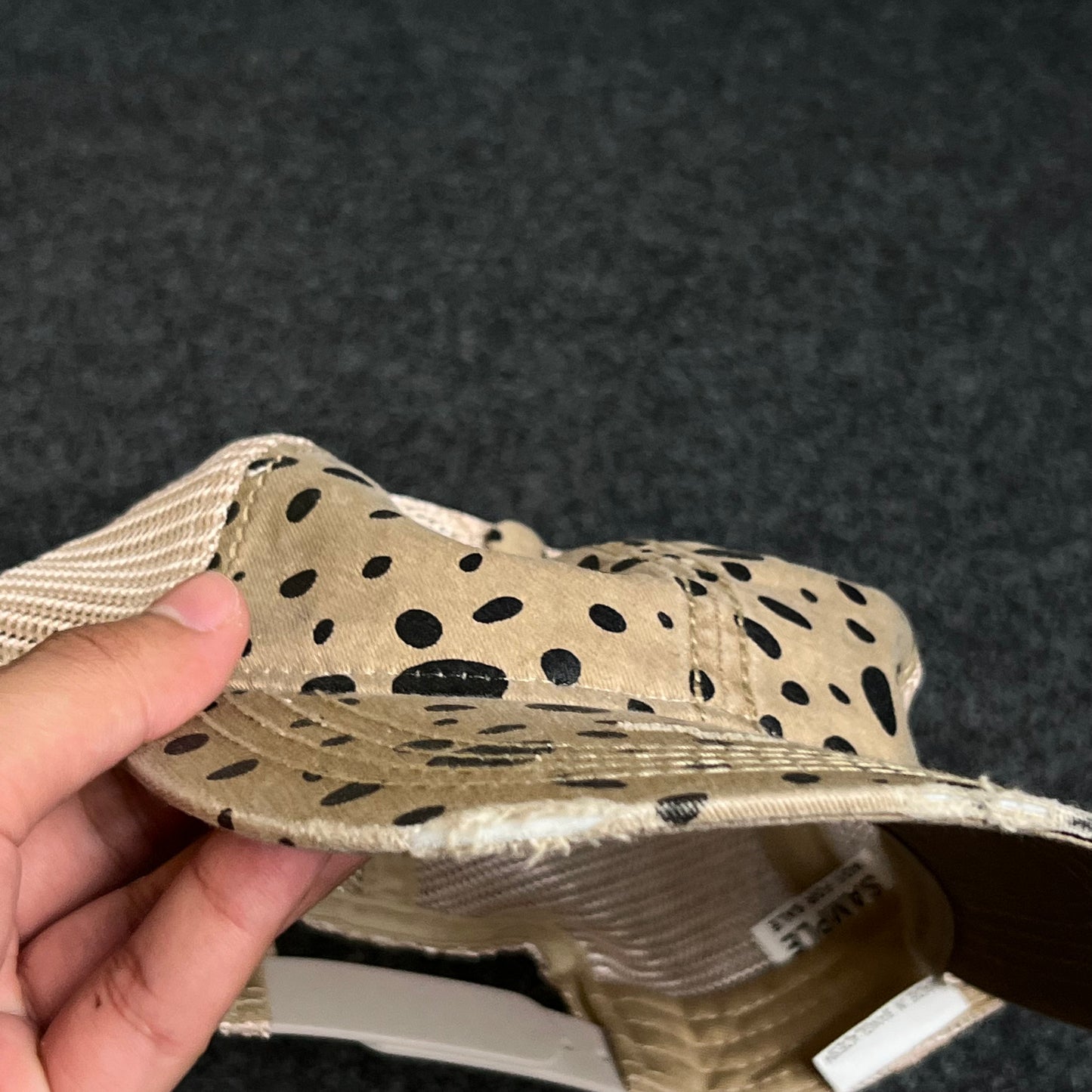 Distressed Trucker Hat With A Cheetah Print Design