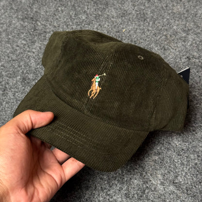 Classic Embroidered Retro Corduroy Unstructured Cap GREEN