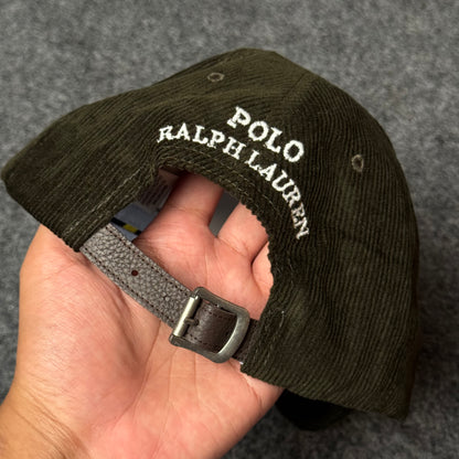 Classic Embroidered Retro Corduroy Unstructured Cap GREEN