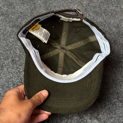 Classic Embroidered Retro Corduroy Unstructured Cap GREEN