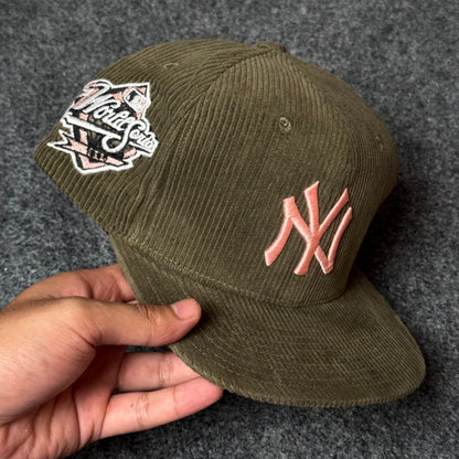 New Era NY Yankees 9FORTY Corduroy Hat – Olive Green & Salmon Pink
