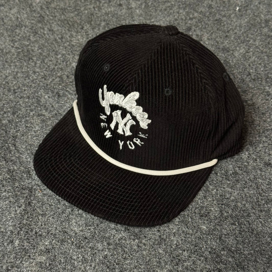 New Era NY Yankees Vintage Script Corduroy Cap – Black & Off-White Rope Cap
