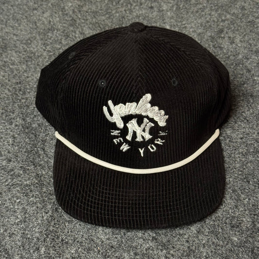New Era NY Yankees Vintage Script Corduroy Cap – Black & Off-White Rope Cap