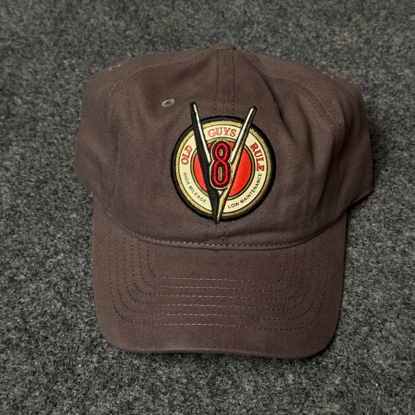 Old Guys Rule "V8 High Mileage" Baseball Cap