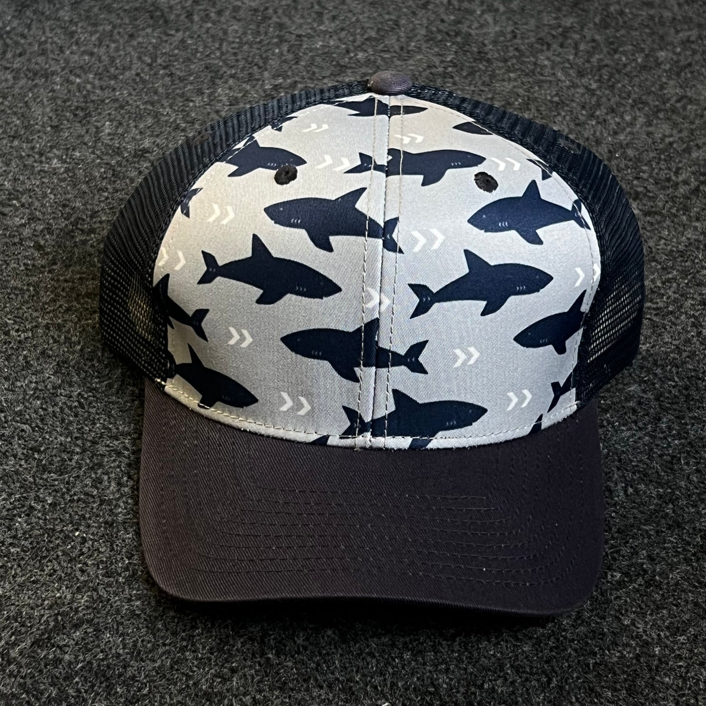 Trucker-Style Hat with a SHARK Pattern