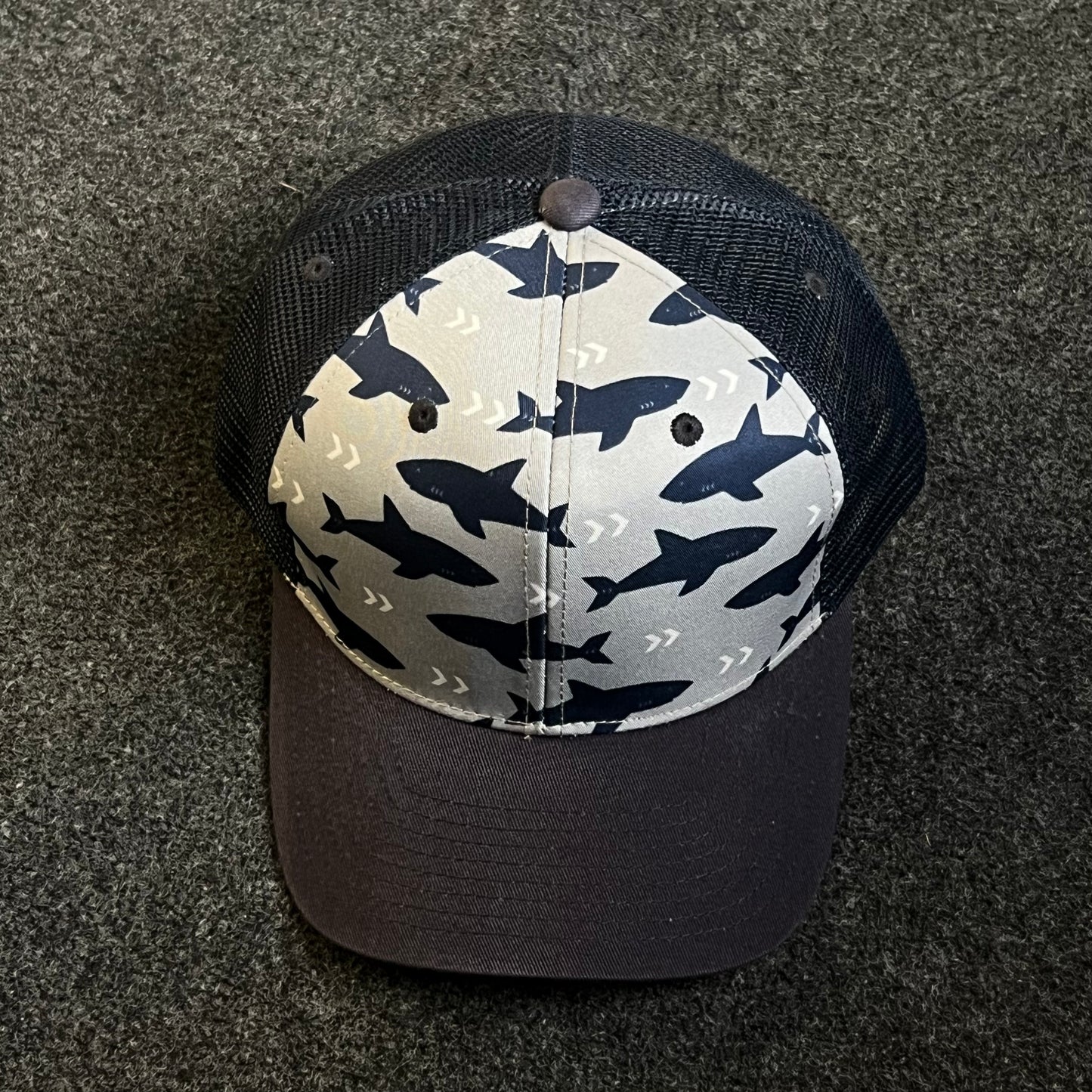 Trucker-Style Hat with a SHARK Pattern
