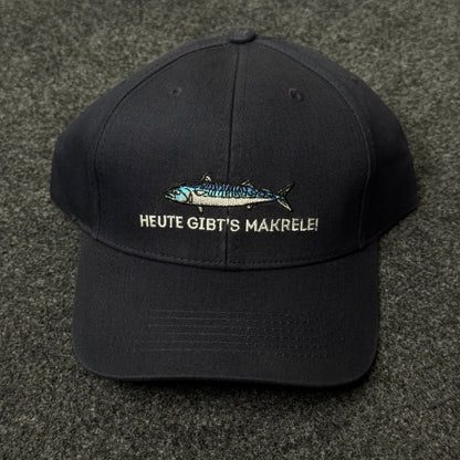 "Heute gibt's Makrele!"  embroidered mackerel fish graphic Baseball cap