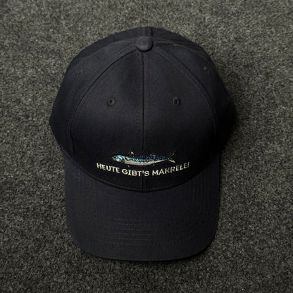 "Heute gibt's Makrele!"  embroidered mackerel fish graphic Baseball cap