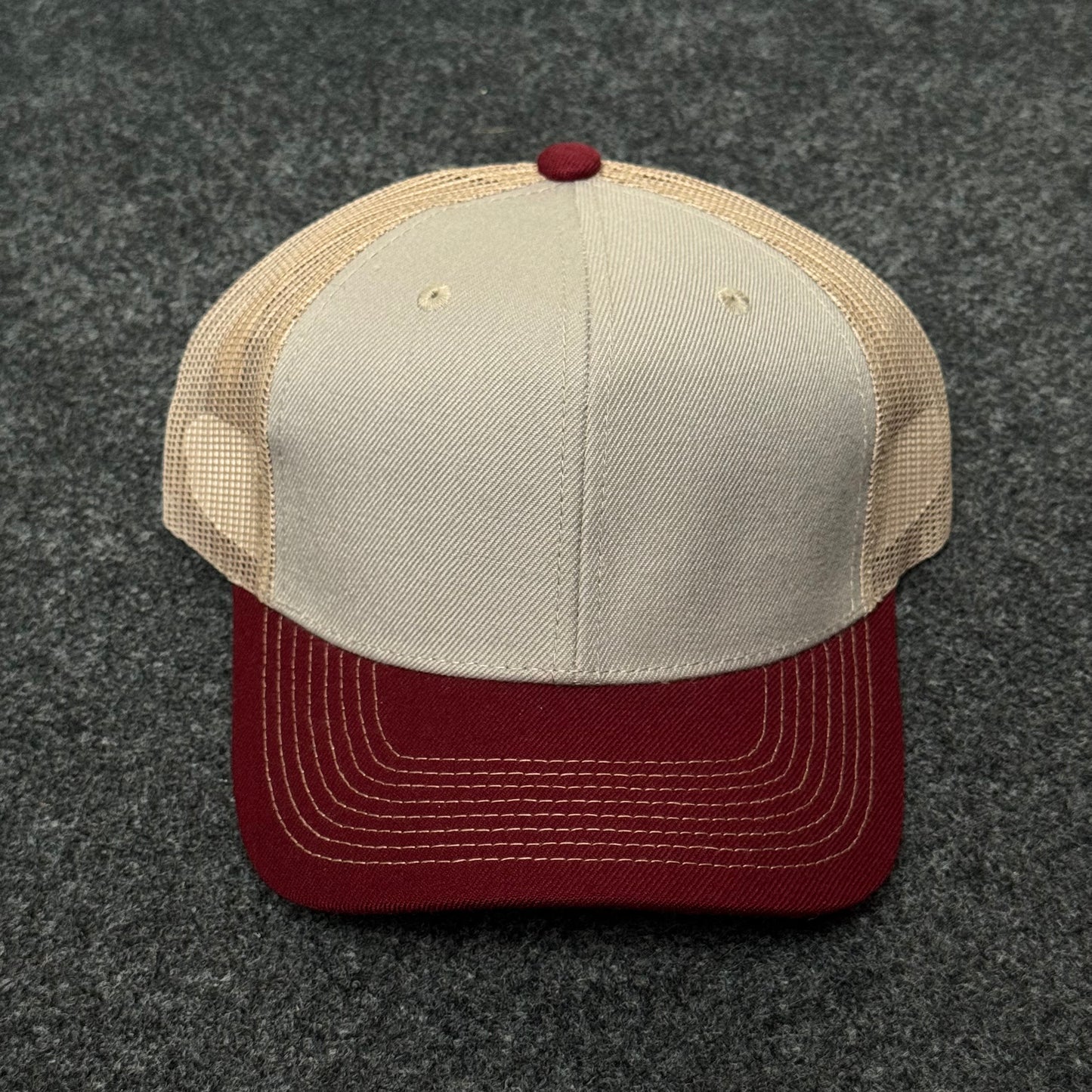 Beige & Burgundy Classic Trucker Cap