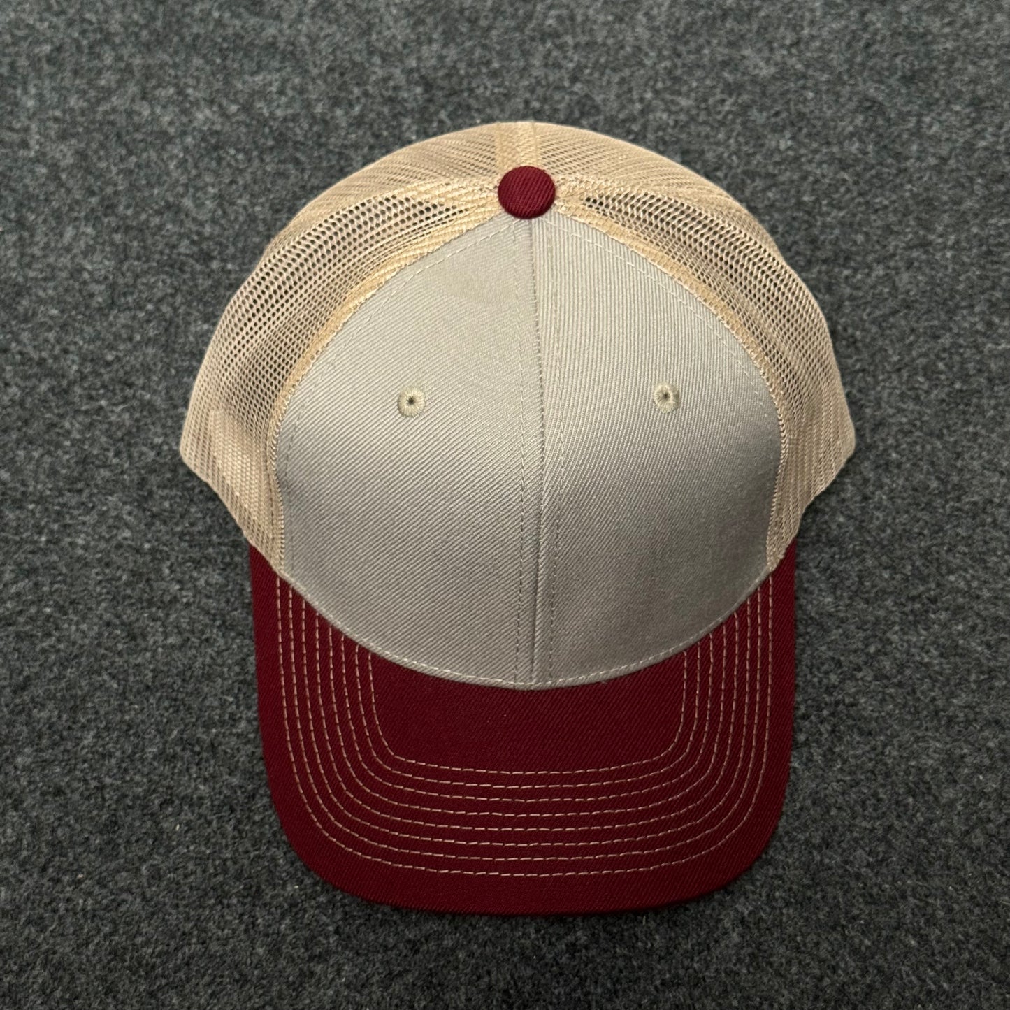 Beige & Burgundy Classic Trucker Cap
