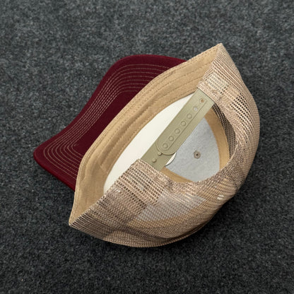 Beige & Burgundy Classic Trucker Cap