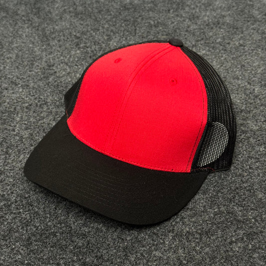 Blank Trucker-Style Cap with A Red front & A Black Back