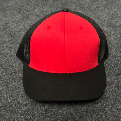Blank Trucker-Style Cap with A Red front & A Black Back