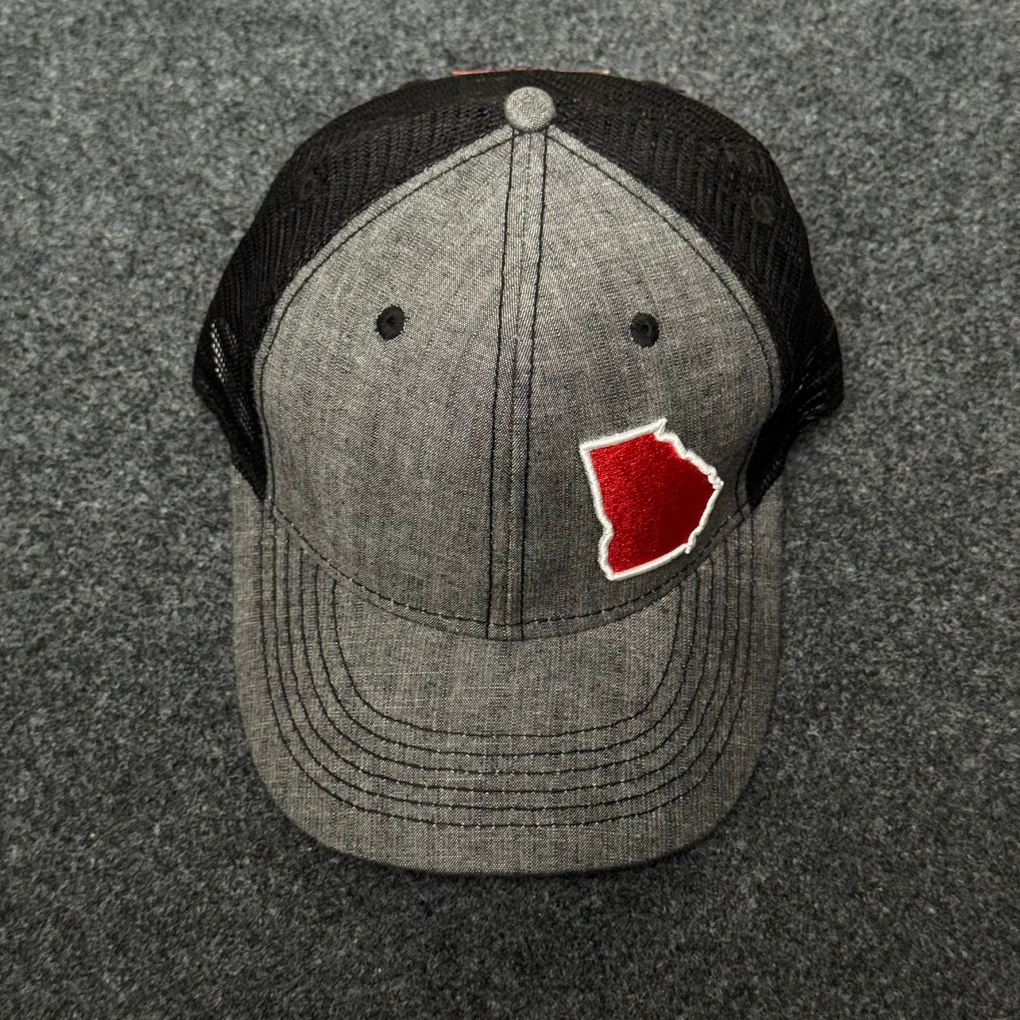 Georgia state outline trucker hat