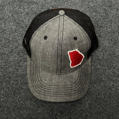 Georgia state outline trucker hat