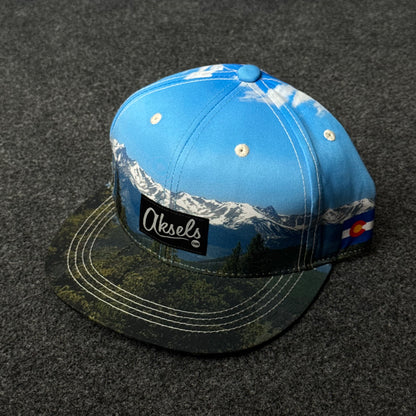 Aksels Colorado Rocky Mountain Blue Snapback Flat Bill Cap