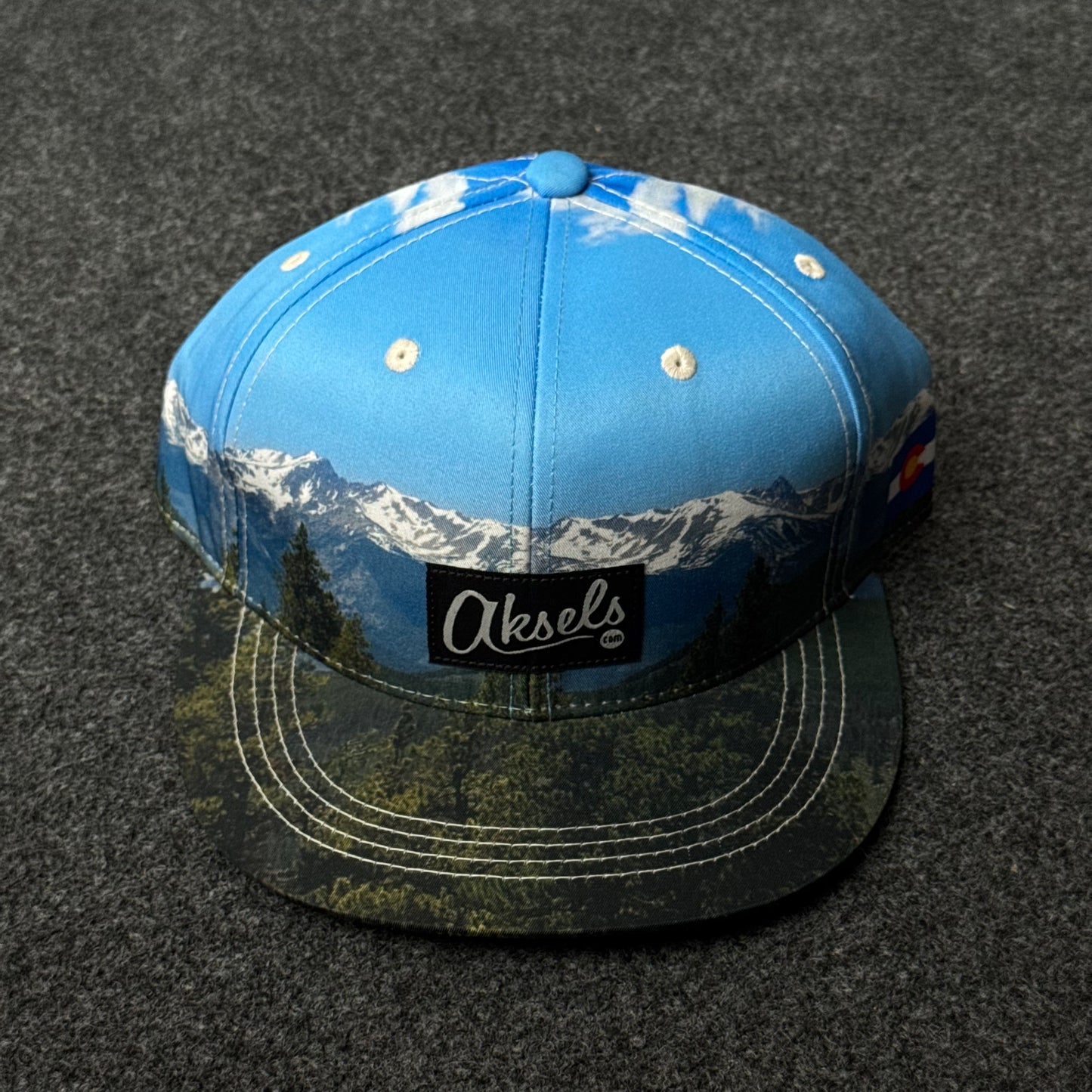 Aksels Colorado Rocky Mountain Blue Snapback Flat Bill Cap