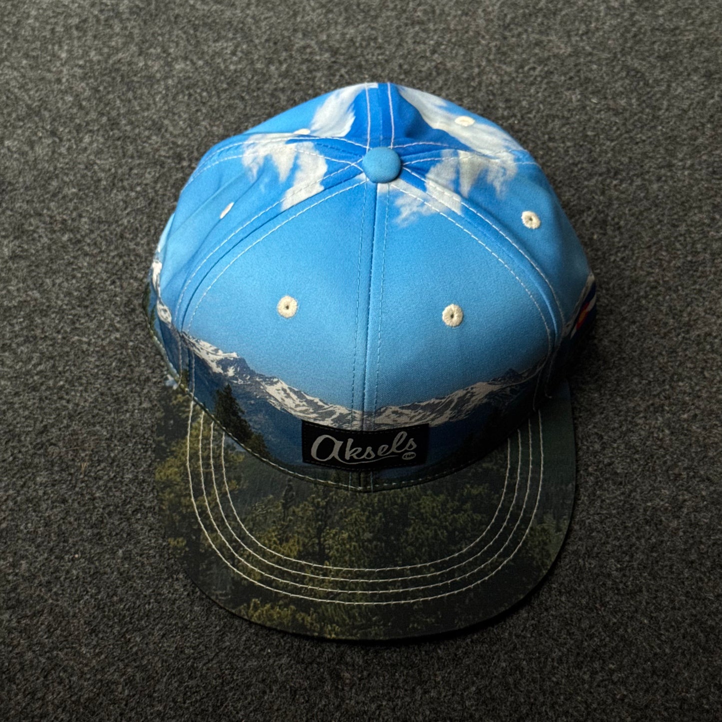 Aksels Colorado Rocky Mountain Blue Snapback Flat Bill Cap