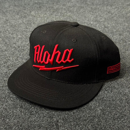 "Aloha-Waukee" Black  Snapback Flat Cap