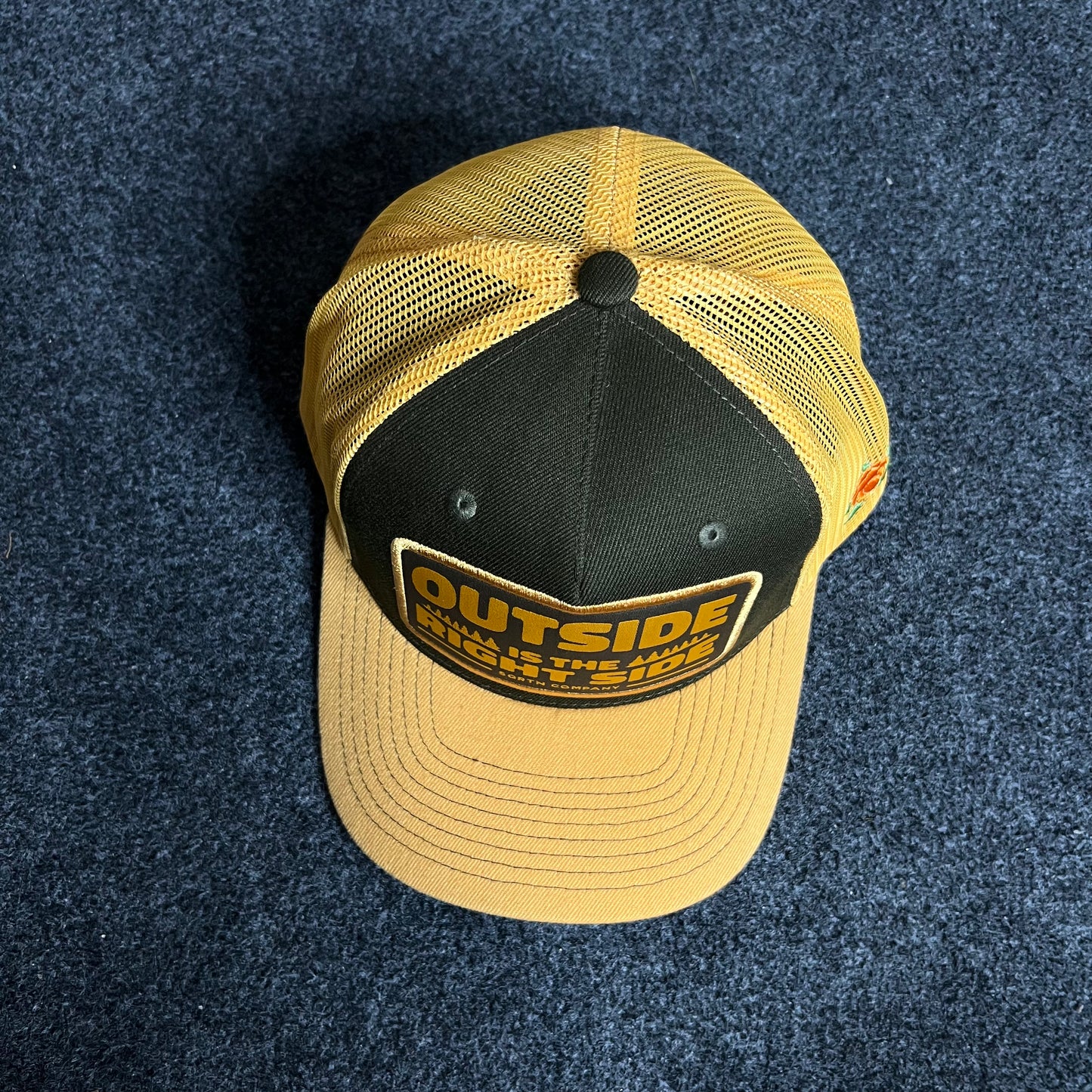 SQRTN Right Side Hooked Keps Olive/Yellow A-Frame Trucker Cap